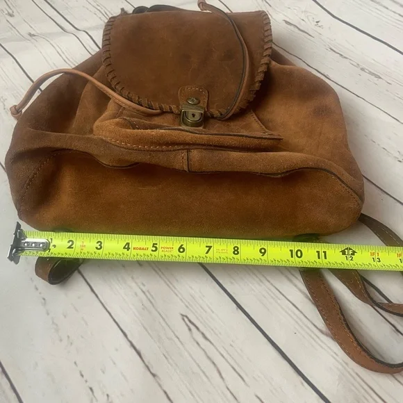 Patricia Nash Boho Western Hippie Burnished Leather Suede Cognac Casape Backpack